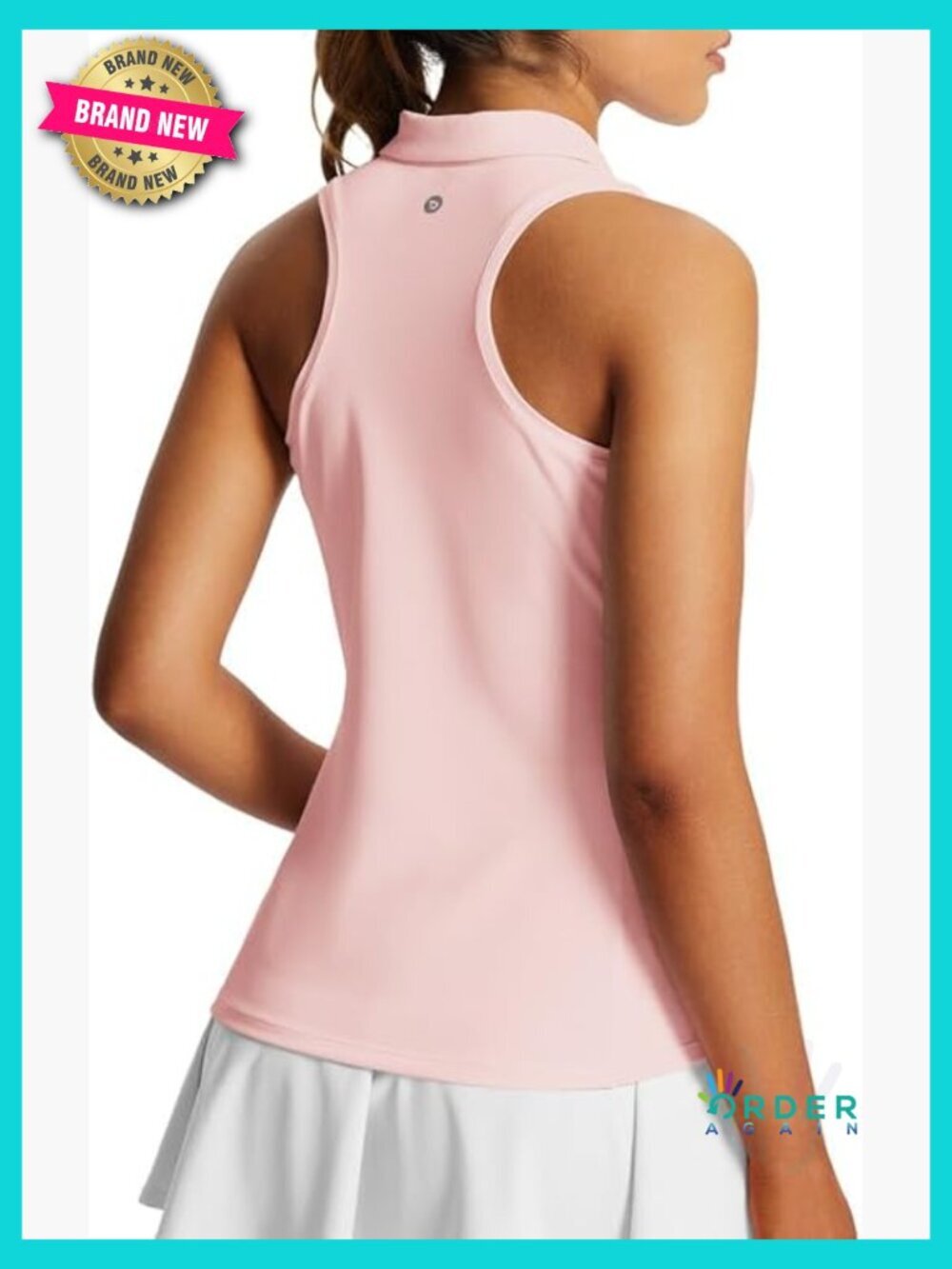 Women's Athletic Polo Tank Top Racerback Quick Dry UPF 50+ Zipper Collar Sporty - Picture 1 of 7